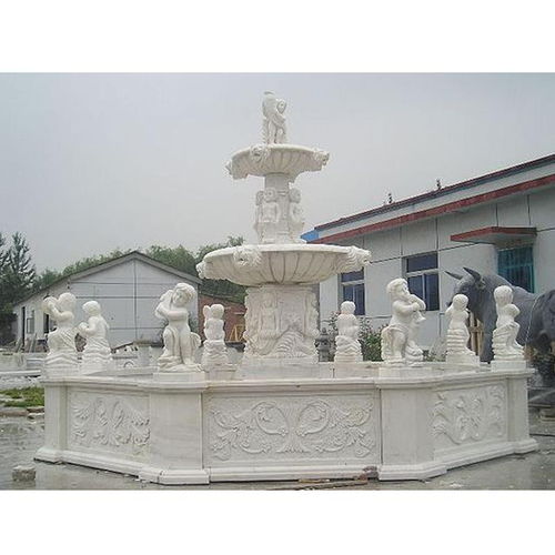 公园黄锈石三层喷泉石雕 潍坊大理石雕塑喷泉厂